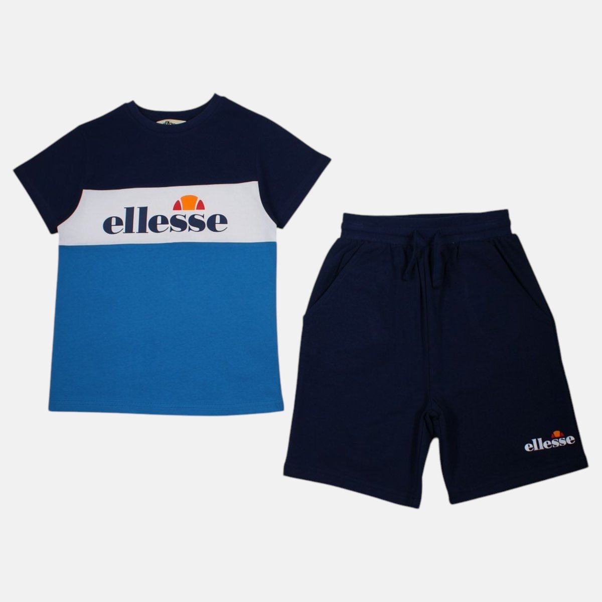 Ensemble t-shirt manches courtes et short BLOCK PARTY bleu marine, ELLESSE