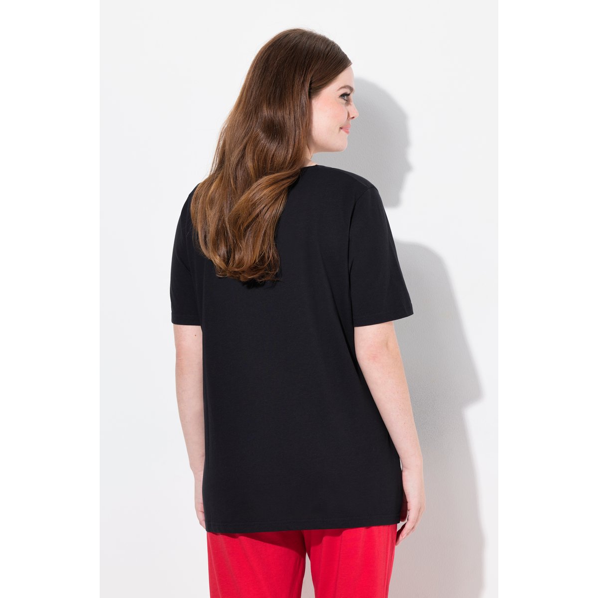 Haut de pyjama avec cœurs, manches courtes noir, ULLA POPKEN