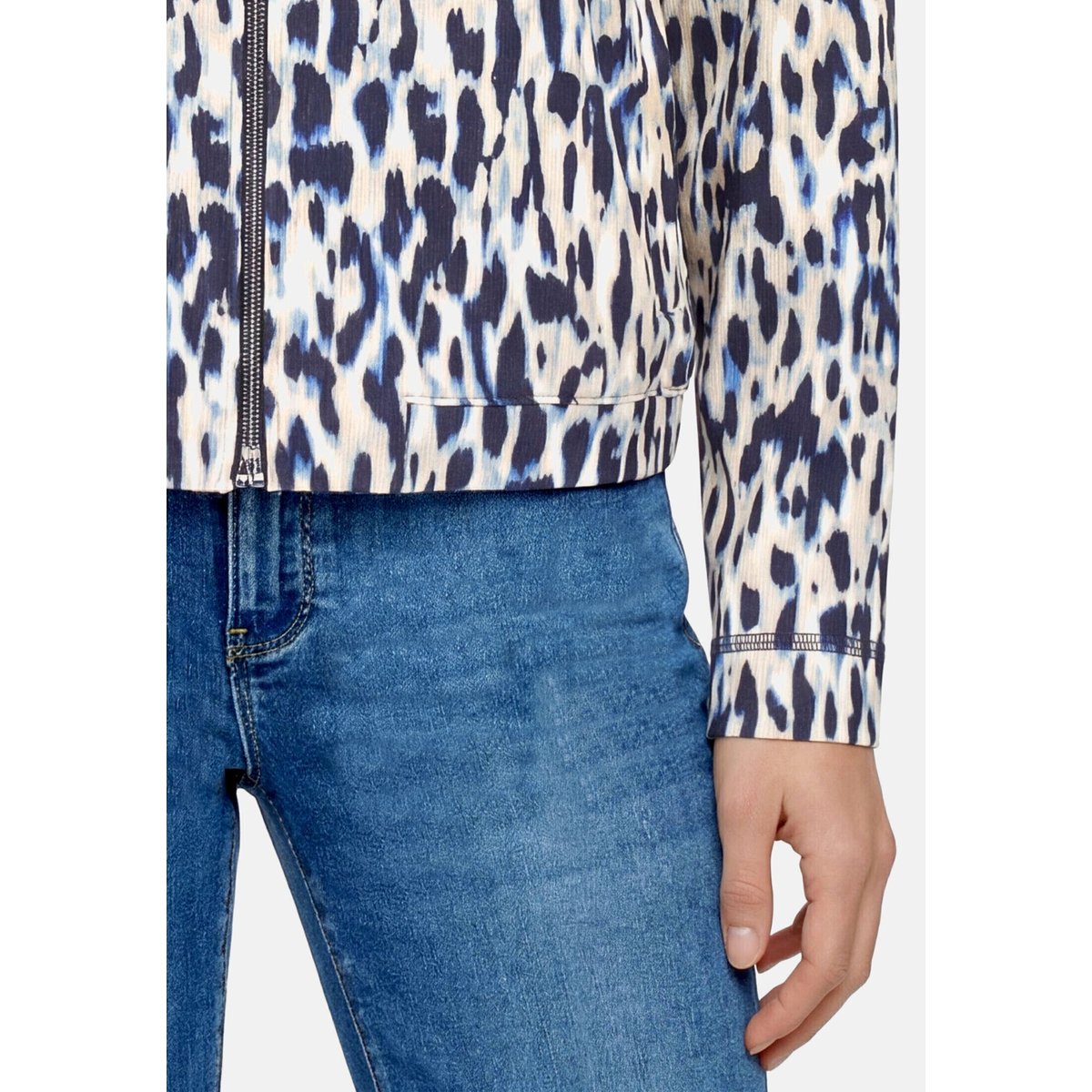 Cardigan façon t-shirt de texture côtelée dark blue/beige, BETTY BARCLAY