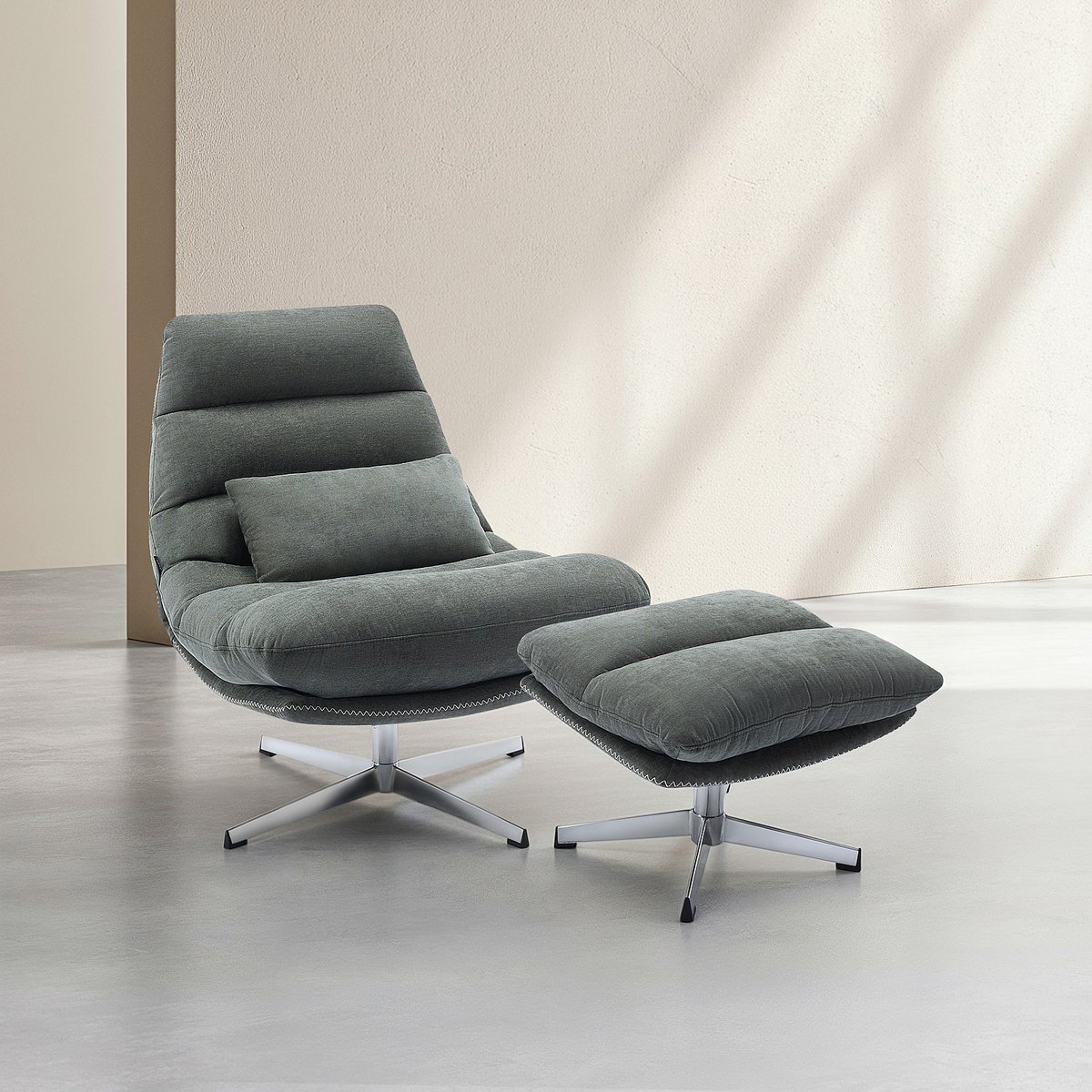 Fauteuil droit polyester ODERZO vert sapin, kaki, HABITAT