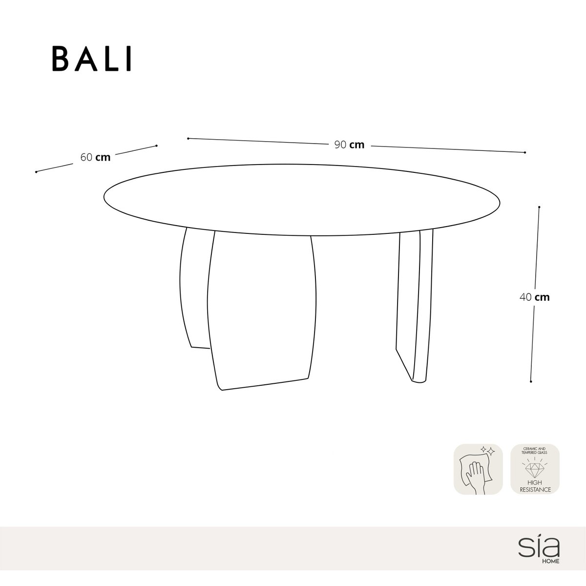 Table basse en céramique BALI travertin, SIA HOME