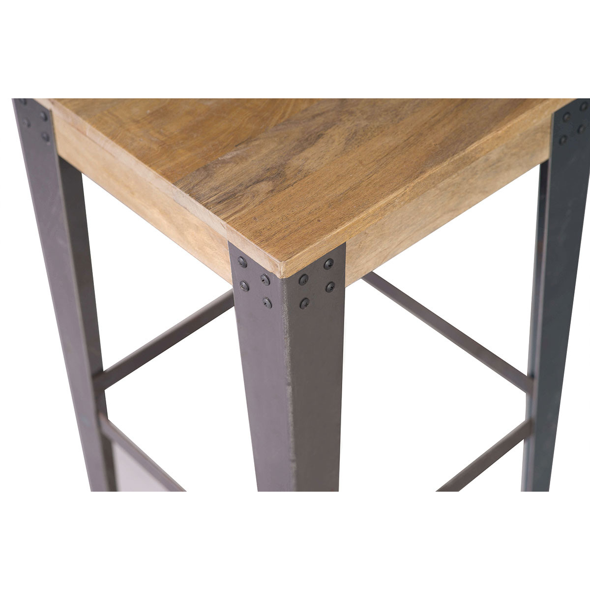 Tabouret de bar industriel métal et bois manguier massif H65 cm MADISON marron, MILIBOO