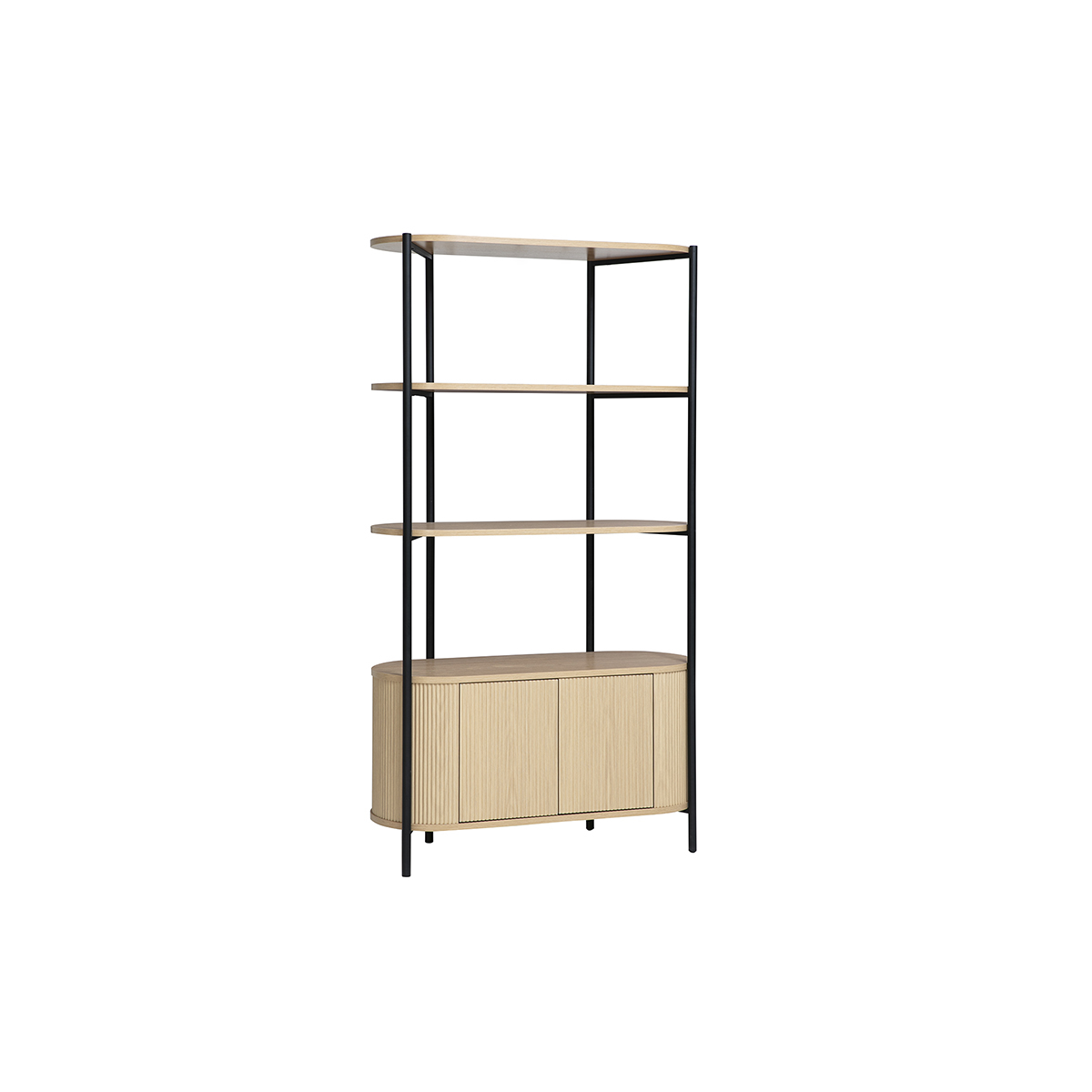 Bibliothèque avec rangements finition bois clair chêne et métal L100 cm ZORA couleur unique, MILIBOO