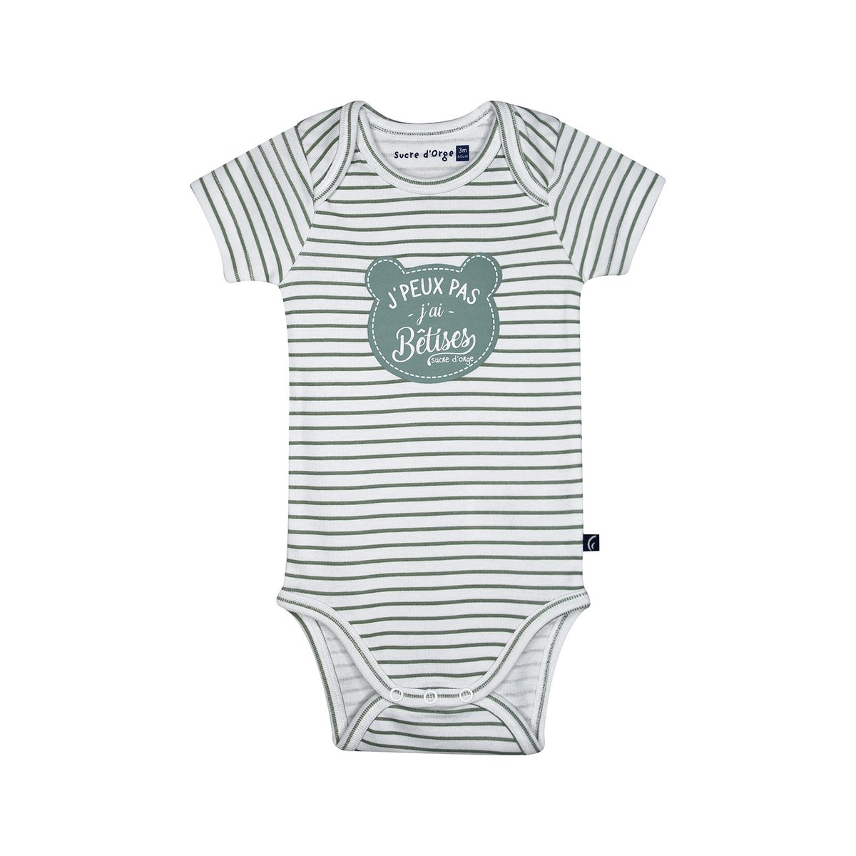 Lot de 3 bodies omar manches courtes vert, SUCRE D'ORGE