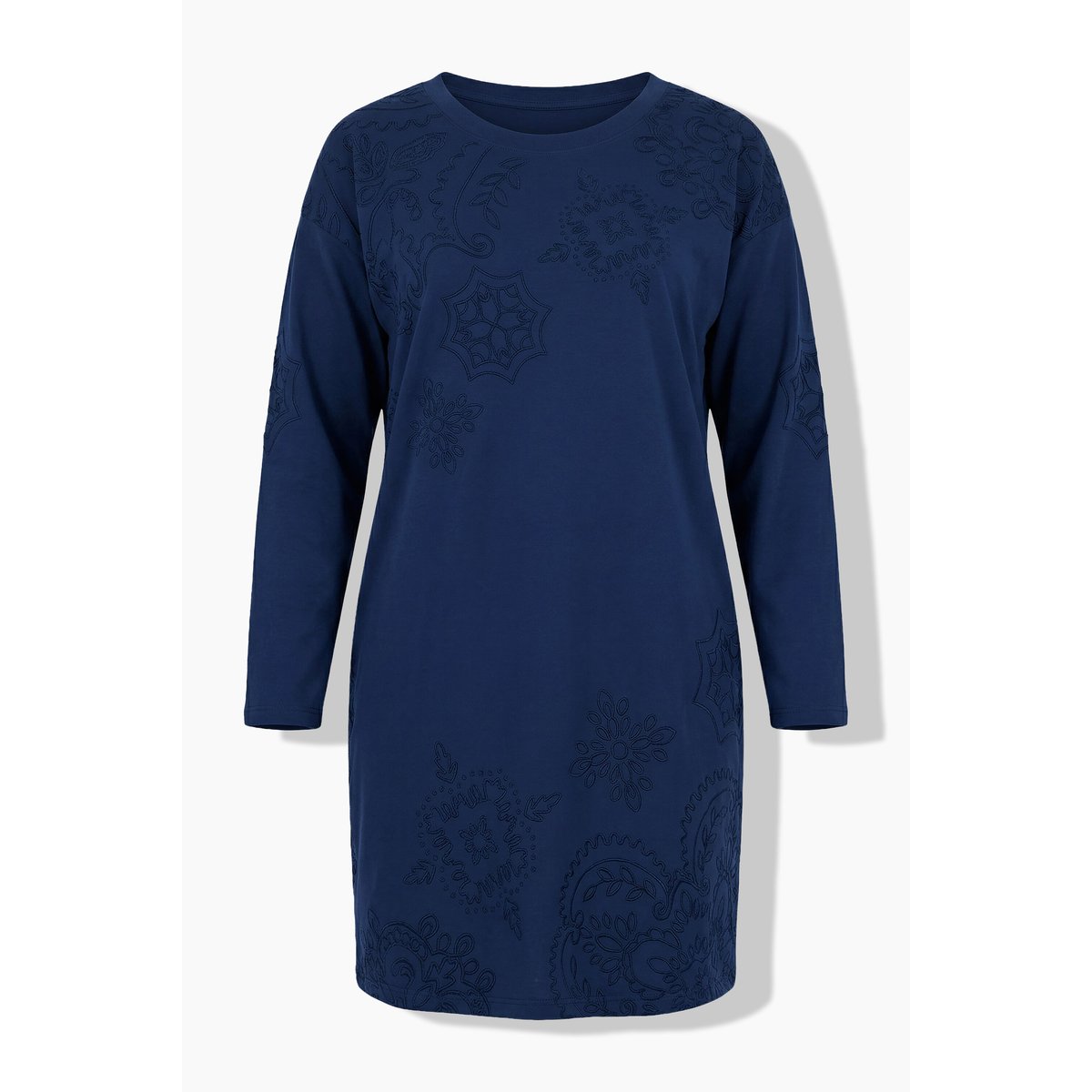 Robe en molleton, imprimé floqué bleu encre, ULLA POPKEN