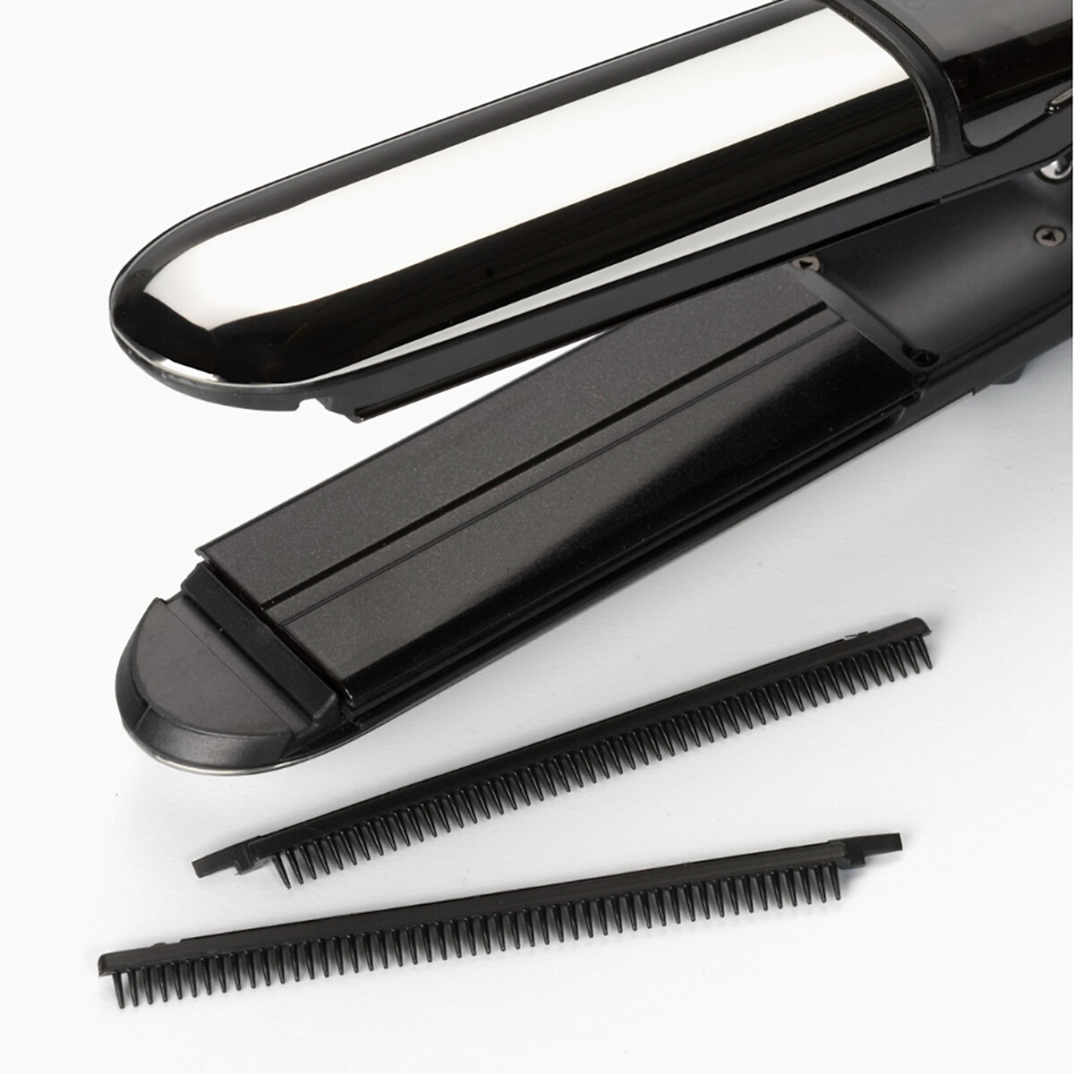 Lisseur vapeur 2 en 1 Steam Shine noir/argent, BABYLISS