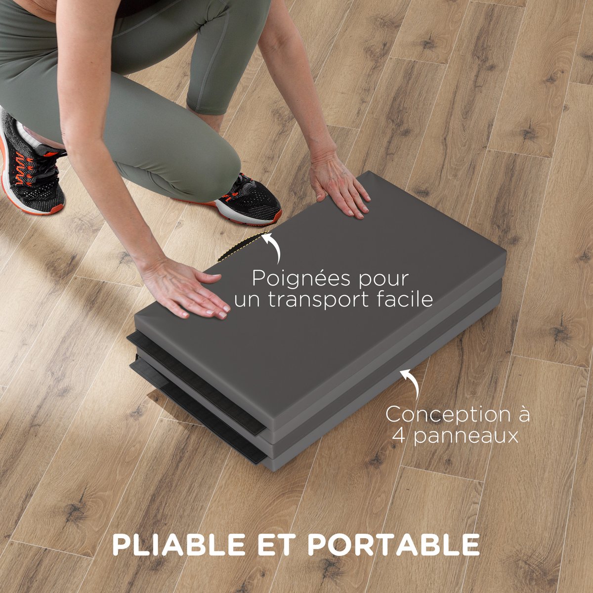 Tapis de gymnastique Revêtement synthétique gris, HOMCOM