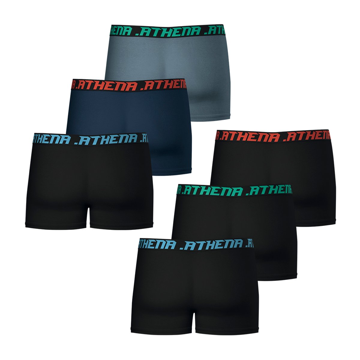 Boxers, lot de 6 noir/bleu marine/gris, ATHENA