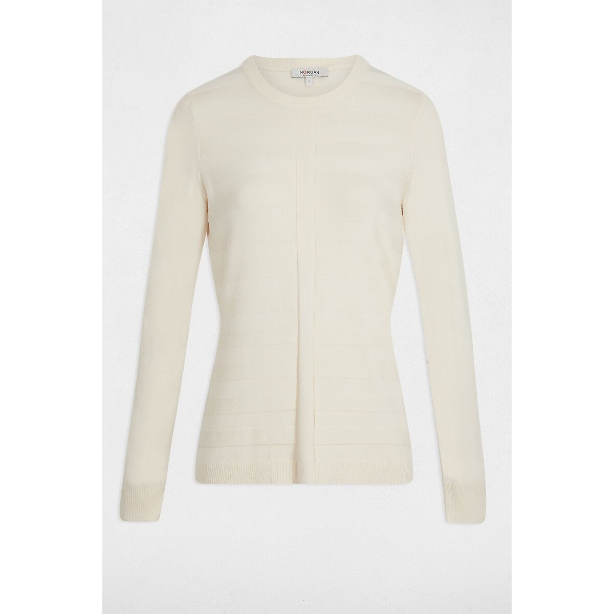 Pullover mit langen Ärmeln und rundem Ausschnitt weiss, MORGAN