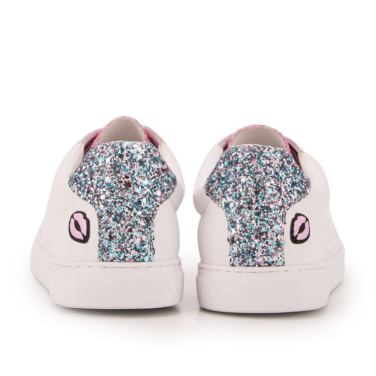 Baskets En Cuir Simone Glitters blanc, BONS BAISERS