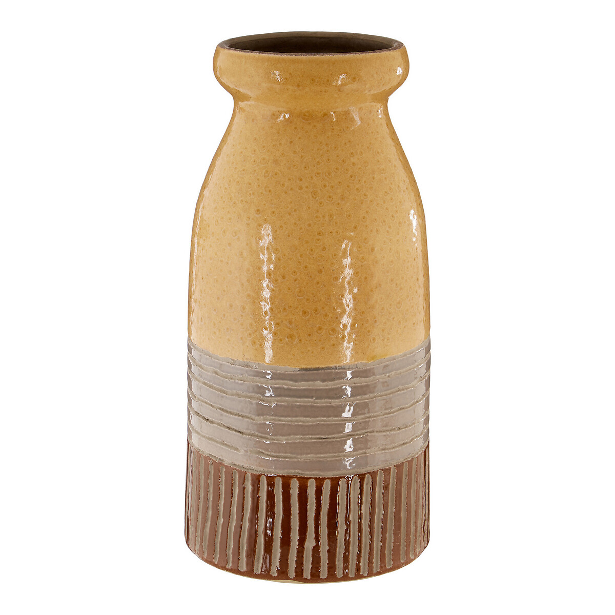 36cm Ochre, Grey and Brown Earthenware Vase brown , SO'HOME