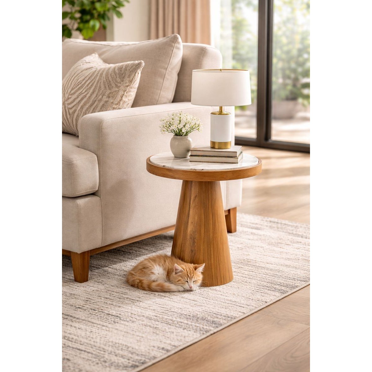 Table d'appoint ronde en bois, L.40 bois, BOITE A DESIGN