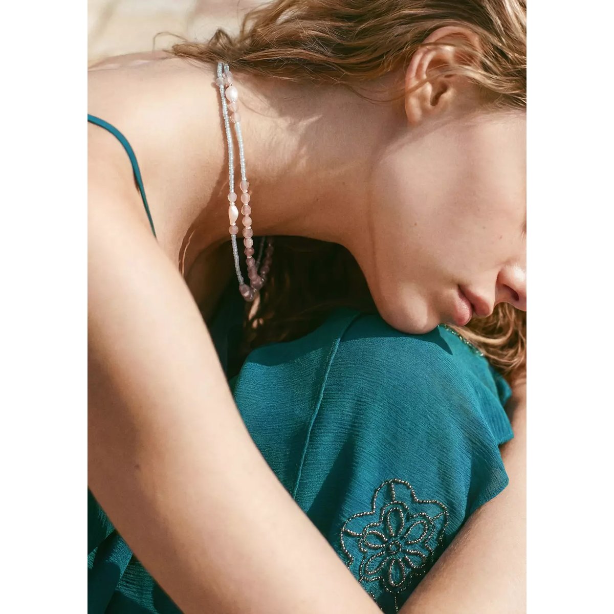 Collier double perles bleu, MANGO TEEN