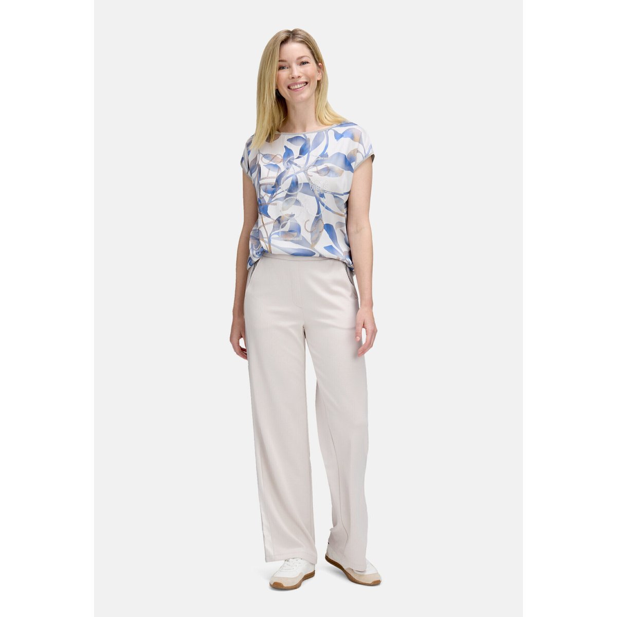 T-shirt façon blouse à impression grey/blue, BETTY BARCLAY