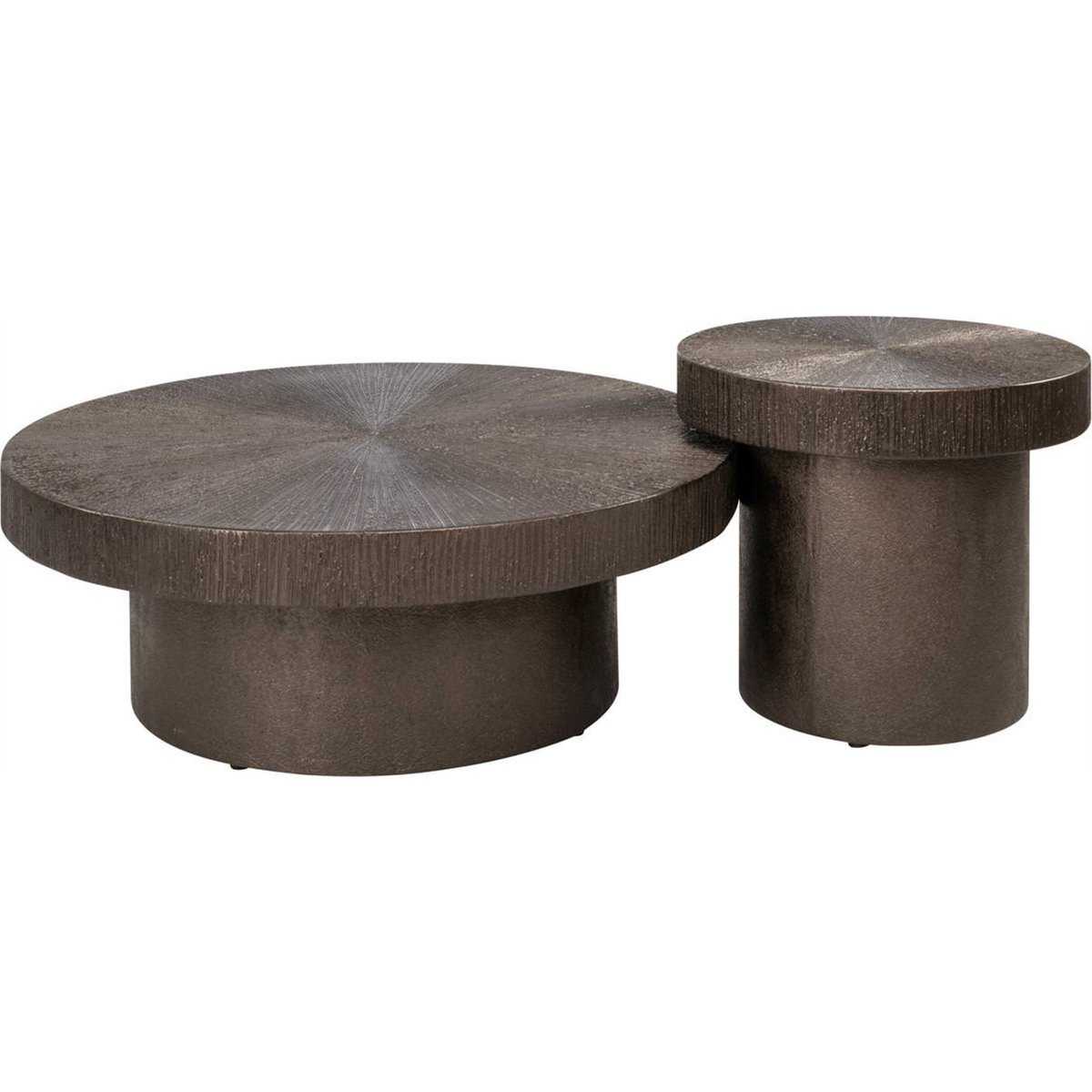 Lot de 2 tables basses rondes en métal brunzae, RECOLLECTION