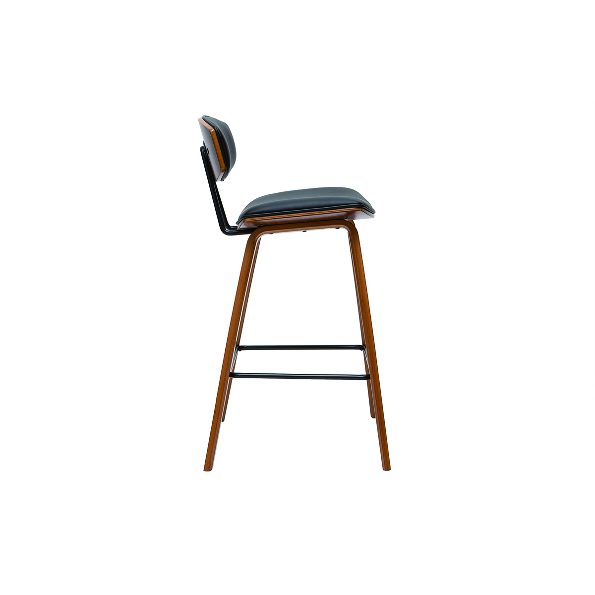 Tabourets de bar design marron et bois clair H69 cm (lot de 2) VASCO noyer / noir, MILIBOO