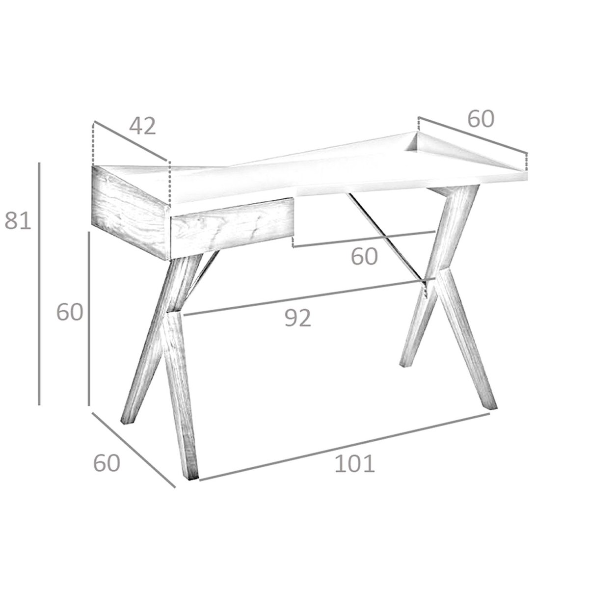 Bureau en noyer avec plateau en bois gris gris | noyer, ANGEL CERDA