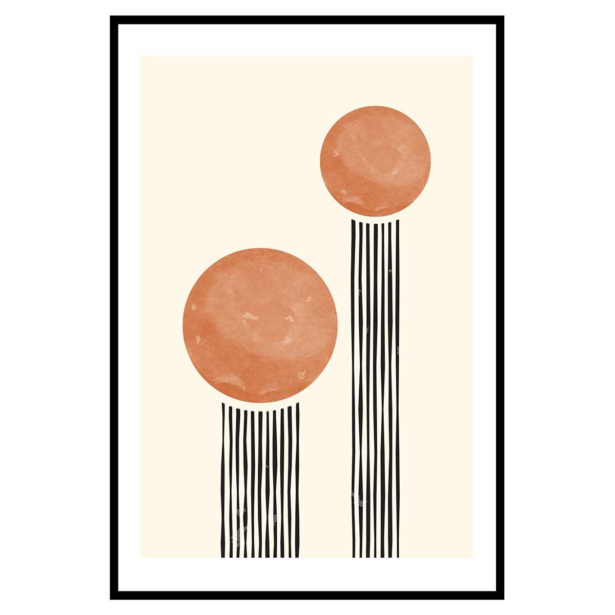 Affiche encadrée double soleil minimaliste affiche + cadre en métal - noir, HEXOA