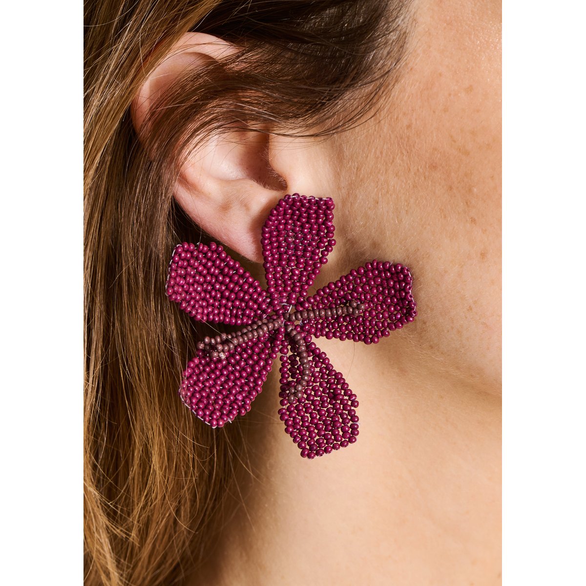 Boucles d'oreilles fleur en perles figue, LA FEE MARABOUTEE