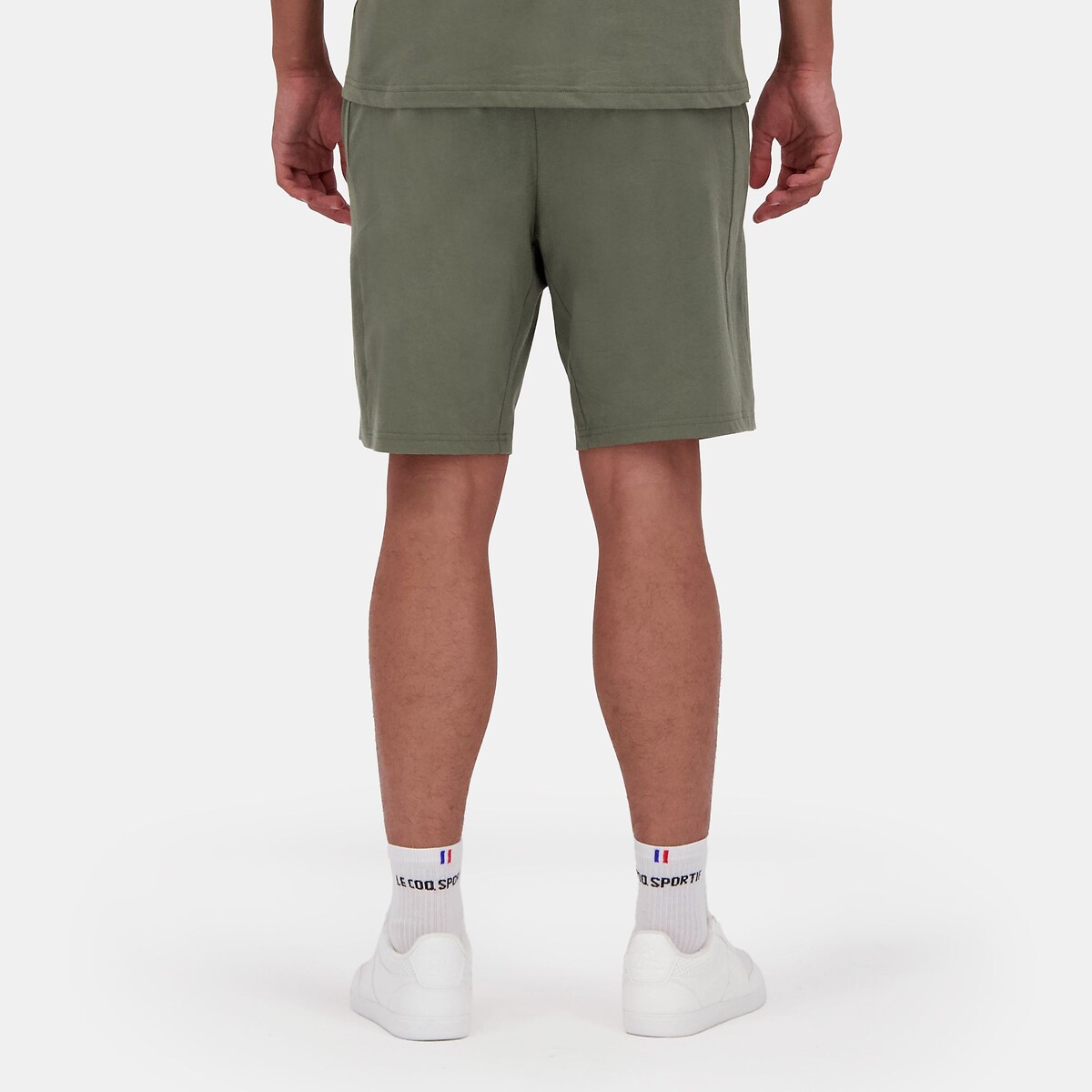 Short de sport logo ton sur ton olive, LE COQ SPORTIF