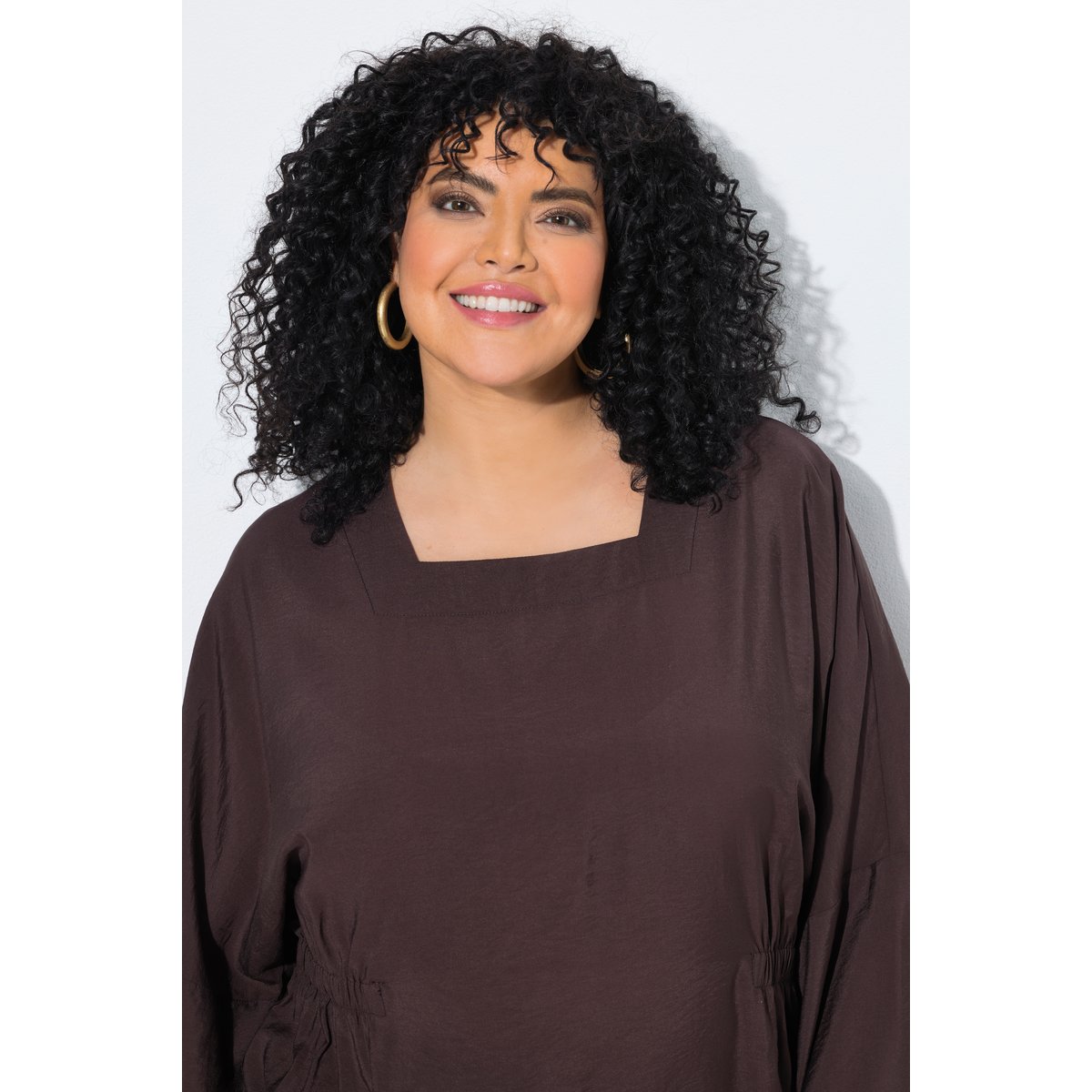 Blouse avec empiècements élastiques acajou, ULLA POPKEN