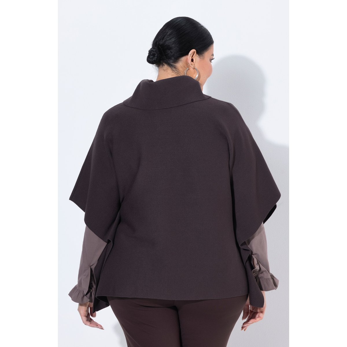 Pull oversize style poncho à col montant acajou, ULLA POPKEN