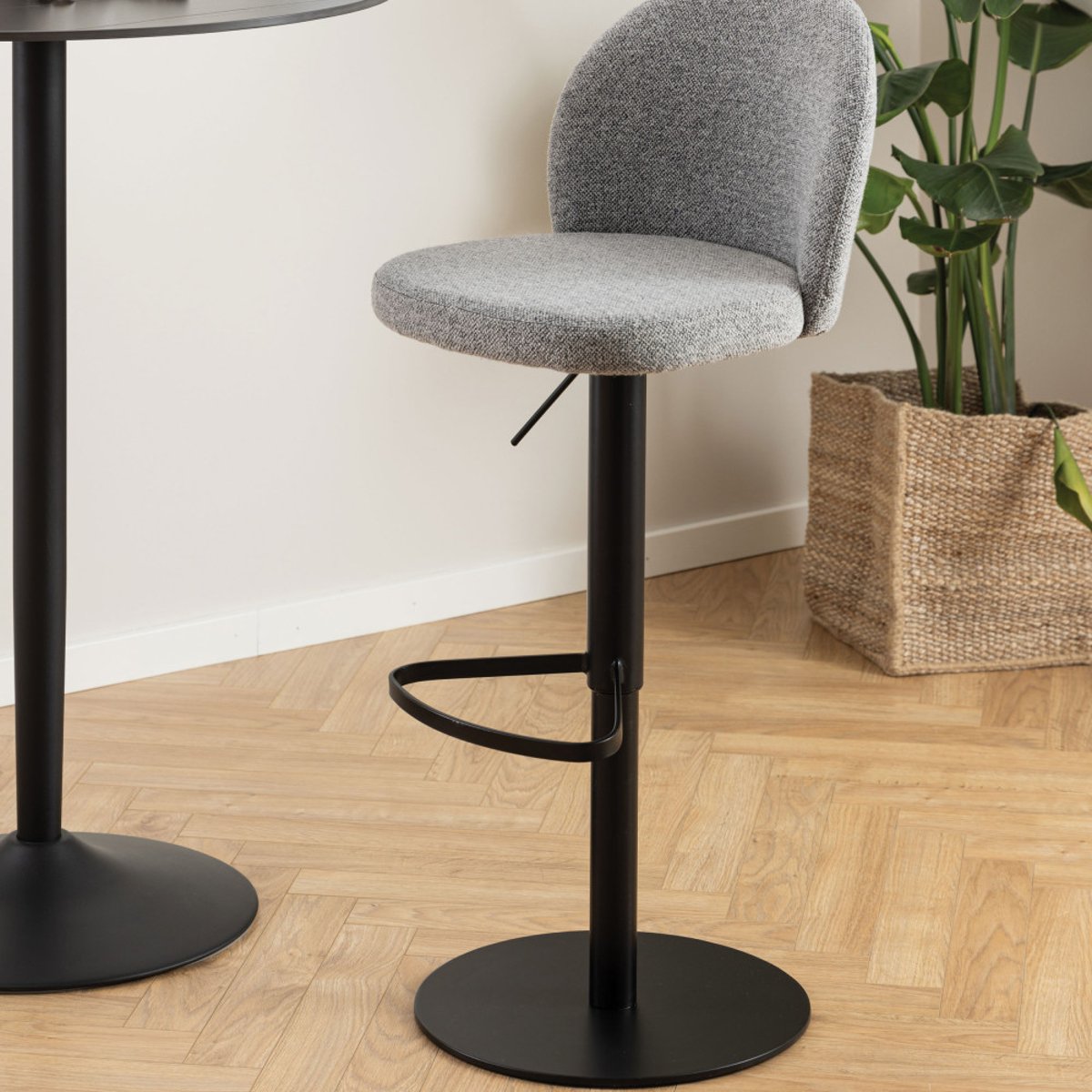 Tabouret de bar en tissu et métal H55-80cm- COLOBURA gris, DRAWER