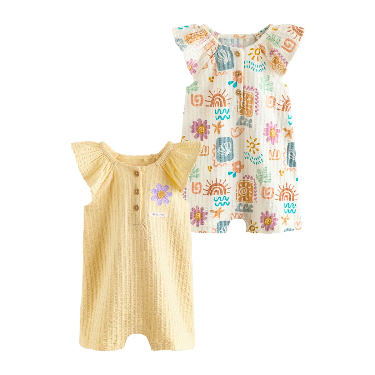 Barboteuses en jersey, lot de 2 imprimé scandinave naturel, NEXT