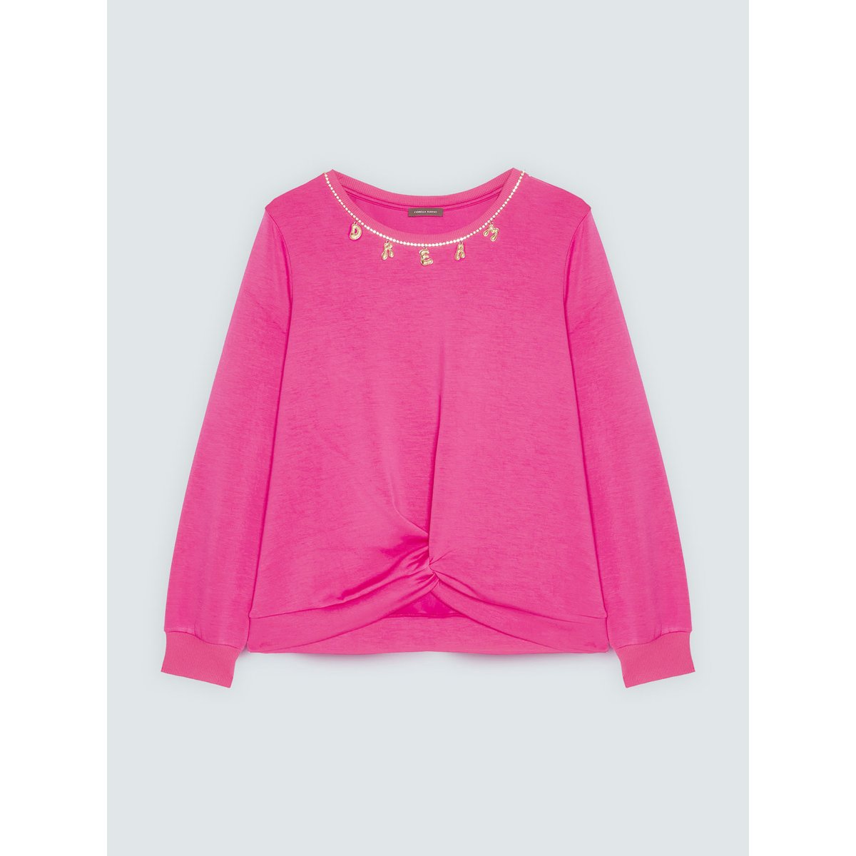 Sweat-shirt avec détail nœud et lettrage dream fuchsia, FIORELLA RUBINO