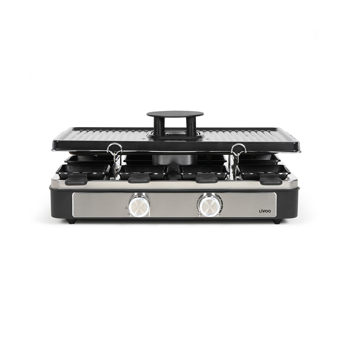 Appareil à raclette 8 personnes avec hotte aspirante gris, LIVOO