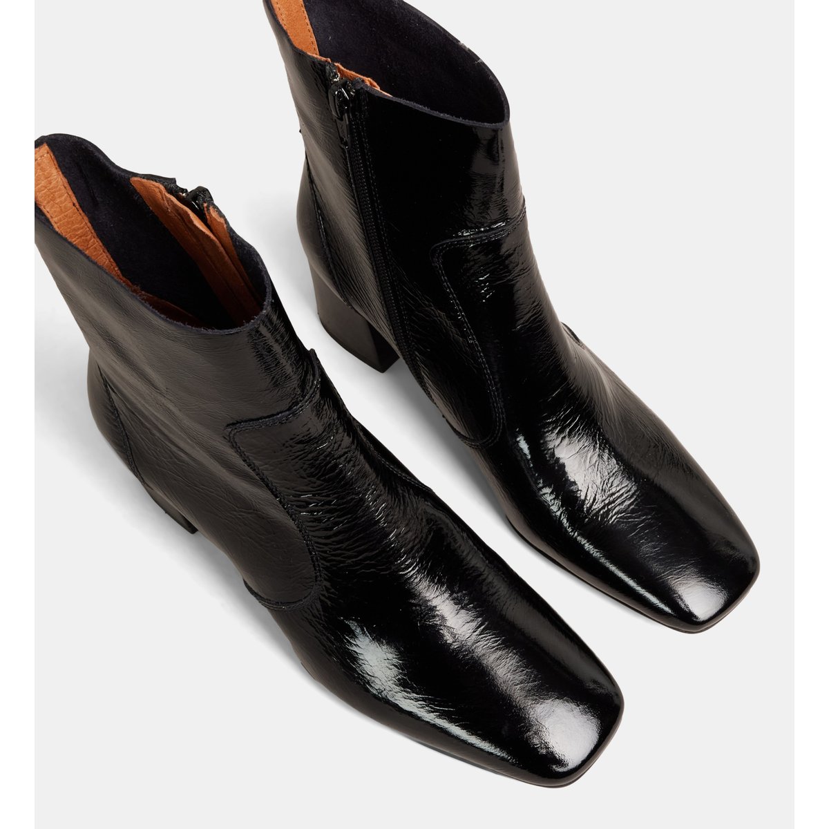 Bottines à petits talons vaea cuir verni noir, GALERIES LAFAYETTE