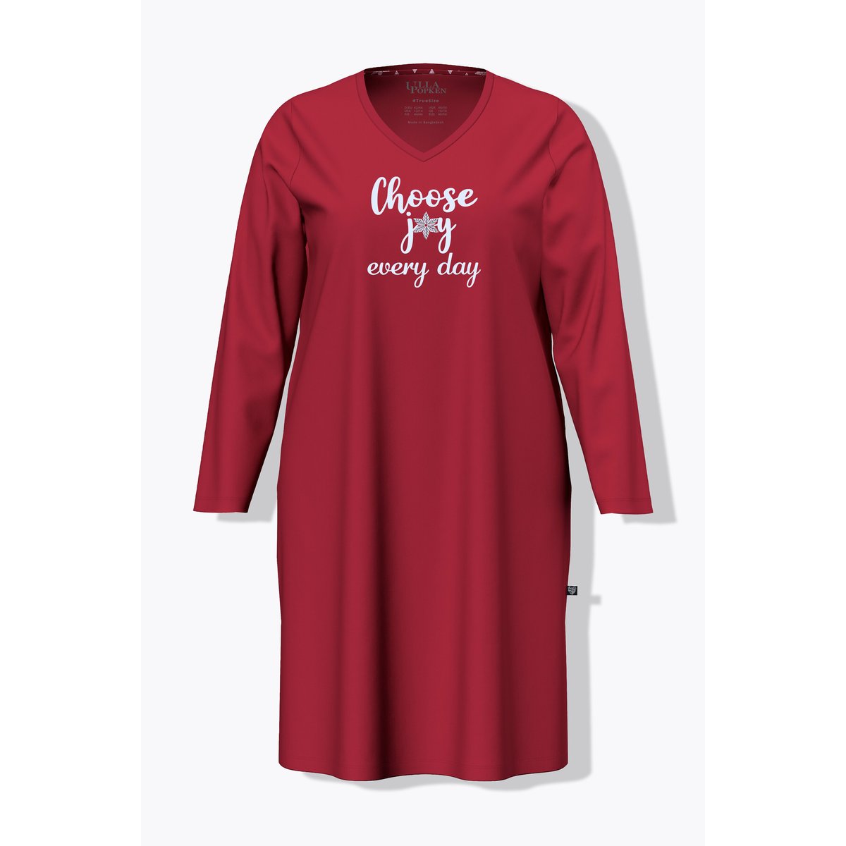 Chemise de nuit / grand T-shirt avec message rouge foncé, ULLA POPKEN