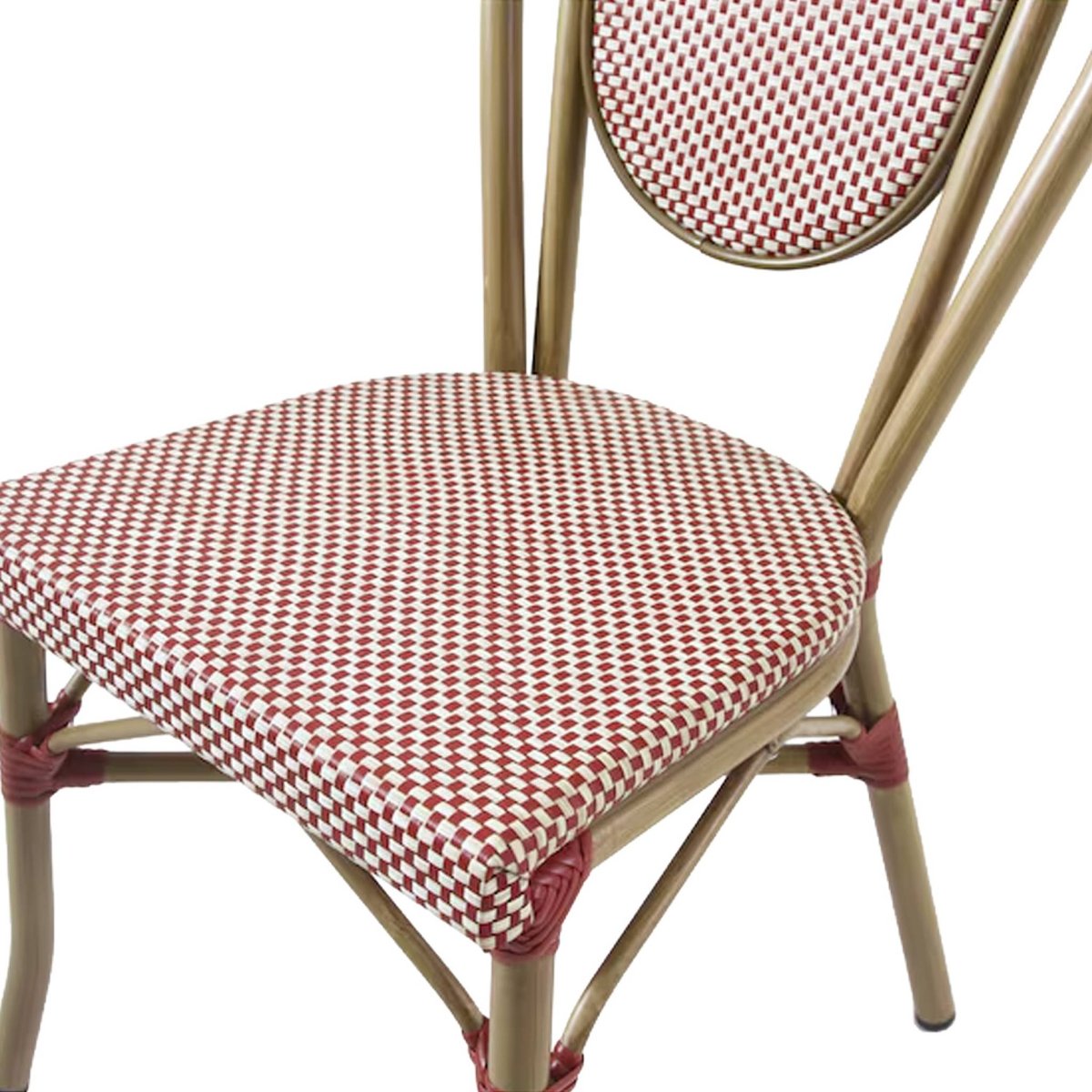 Chaise de terrasse bistrot en textile et aluminium rouge et beige (lot de 2) OPERA rouge, SWEEEK