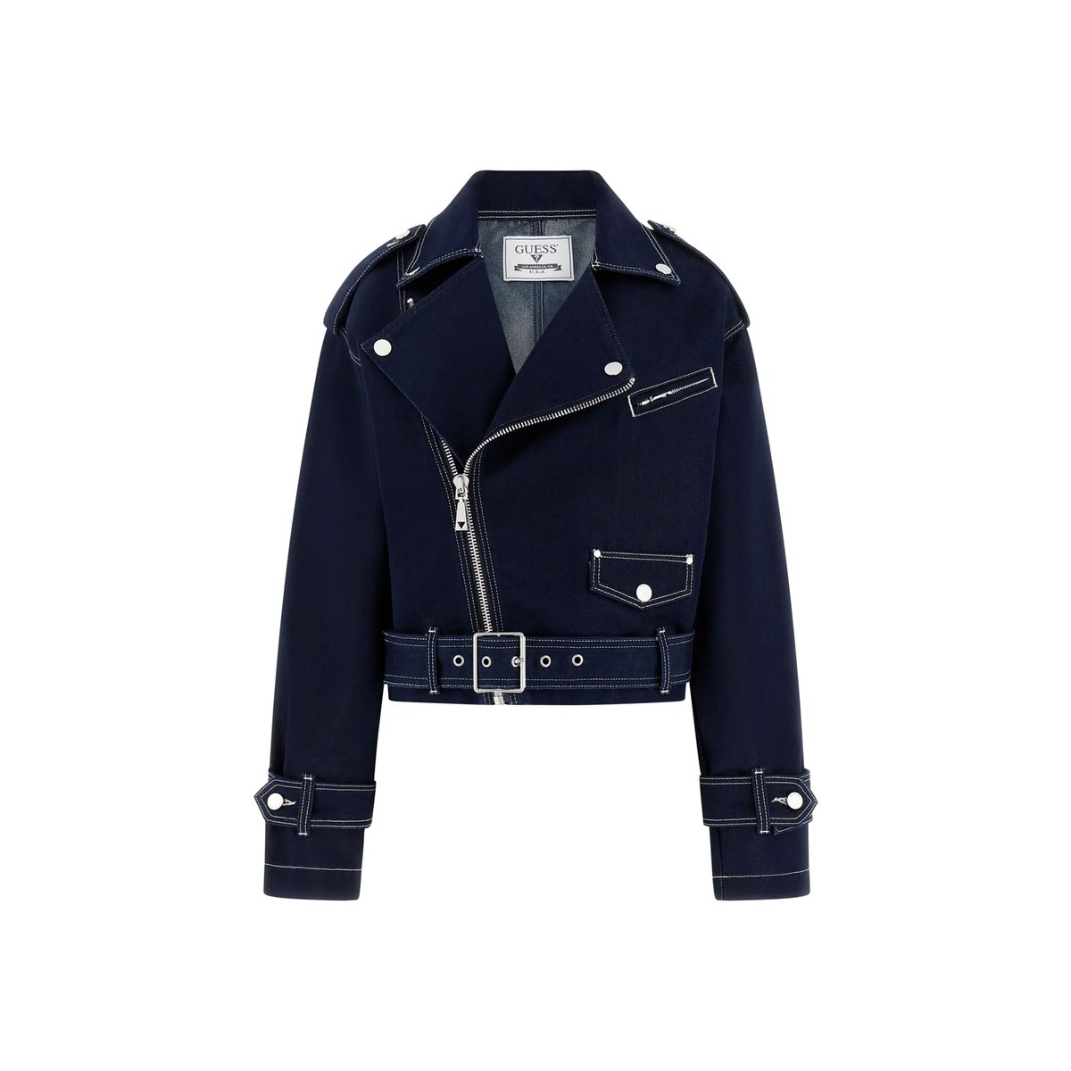 Veste Biker En Denim bleu foncé, GUESS