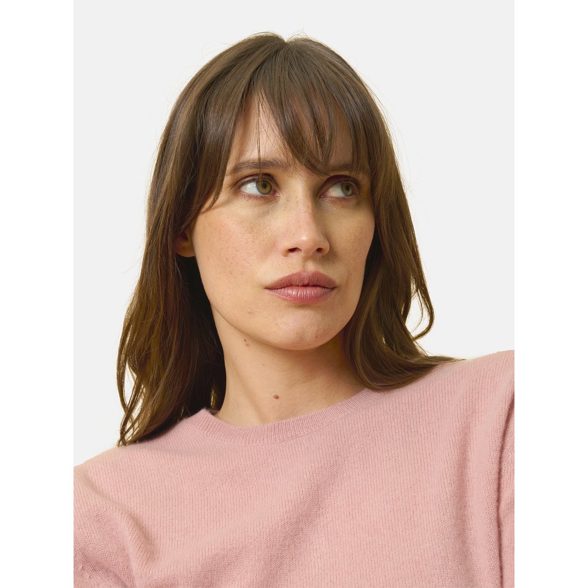 Pull Col Rond Boutonné Dos Bois De Rose Janice rose, JUST CASHMERE