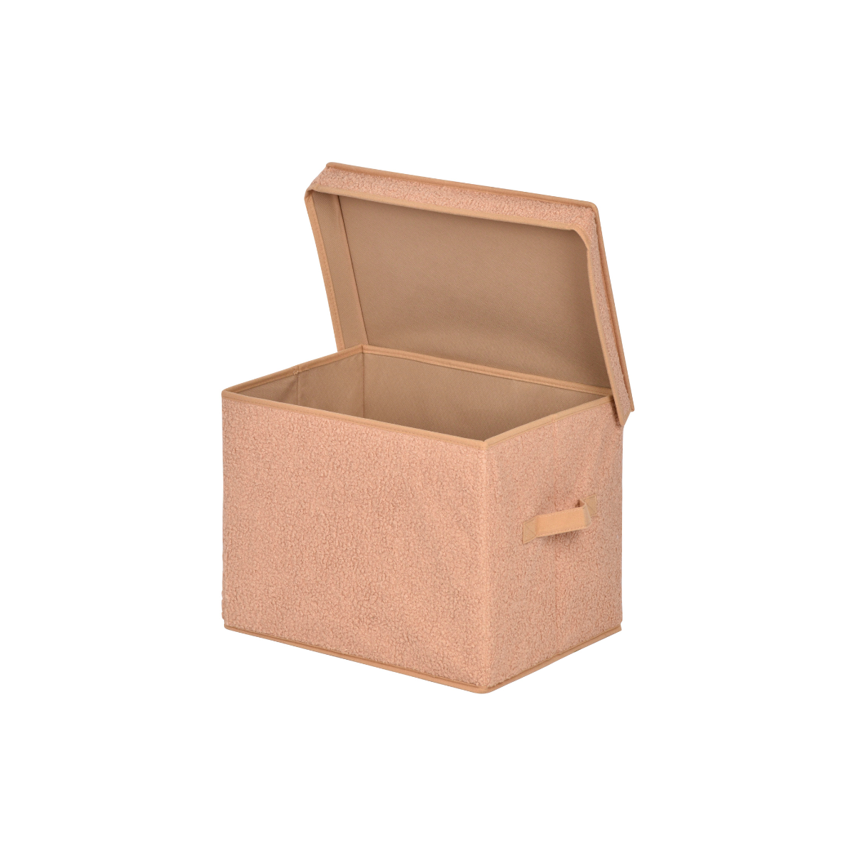 Boîte rangement haute avec couvercle tissu bouclette beige - H30 cm beige, CALICOSY