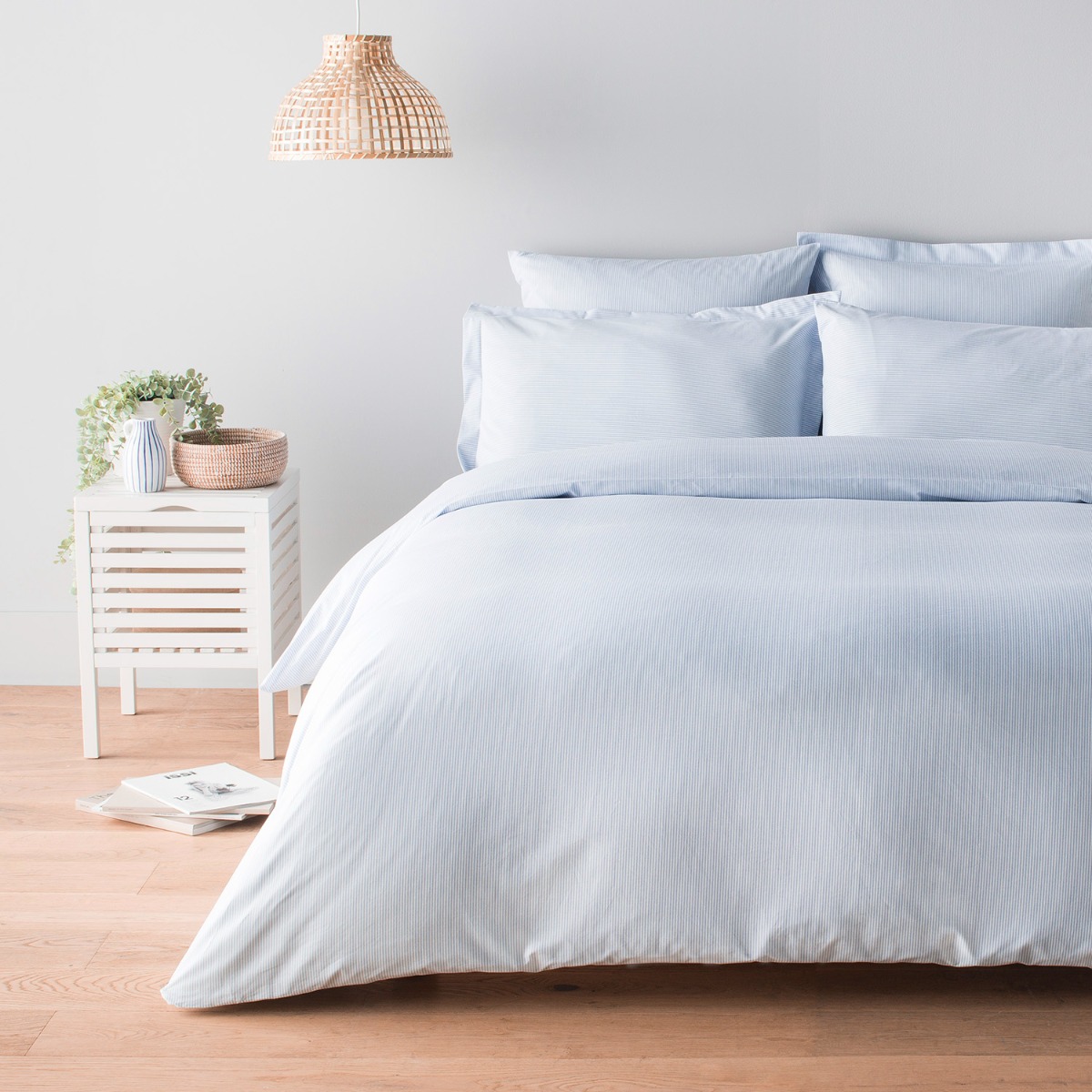 Housse de couette Oxford coton tissé teint 120 fils - 300tc BIARRITZ blanc | bleu, COTTON & CO