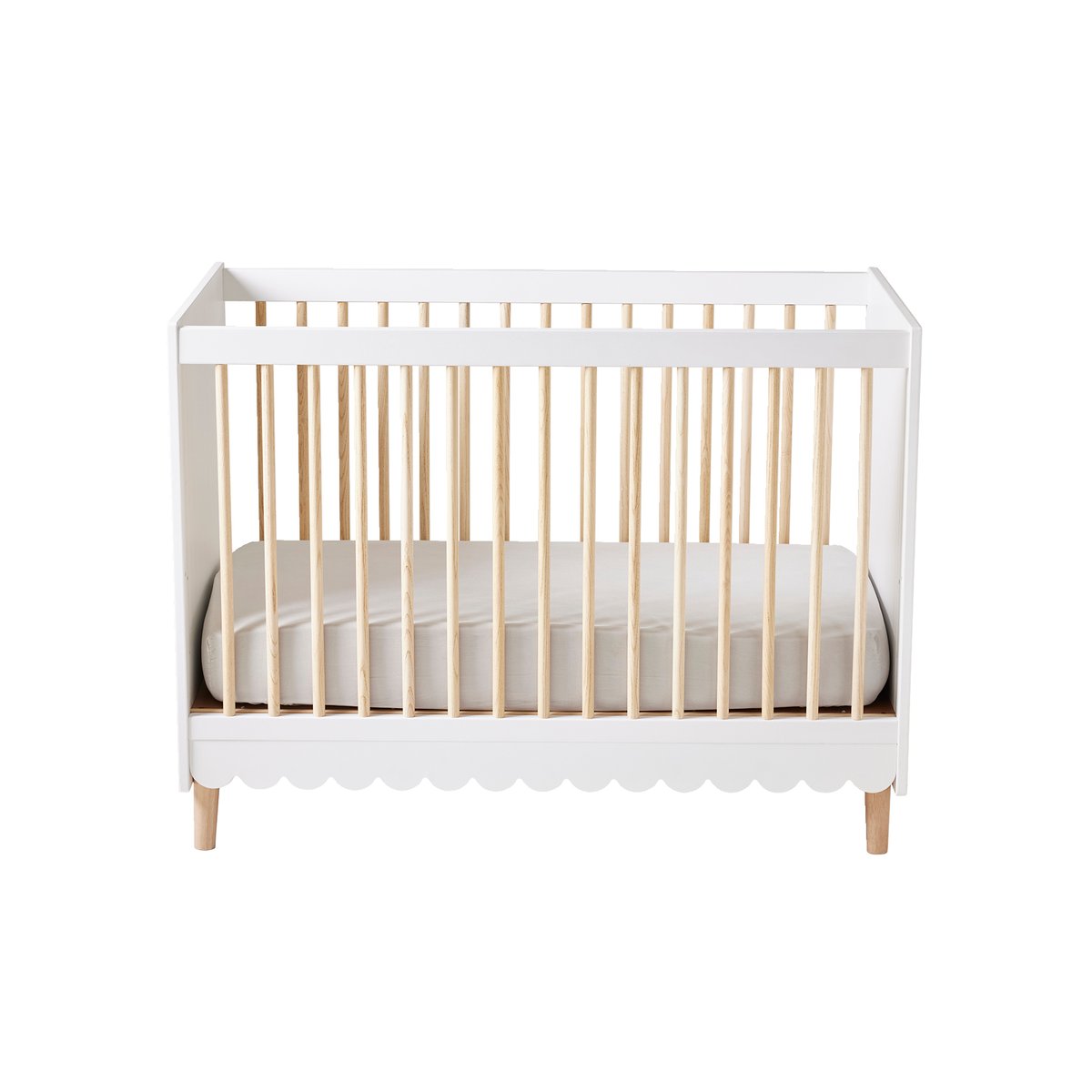 Lit bébé évolutif LIGNE FESTON blanc, VERTBAUDET