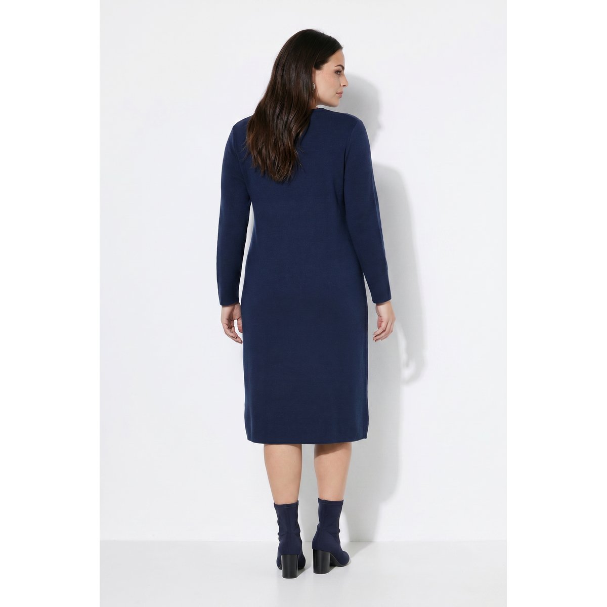 Robe maxi en maille, ruban fantaisie marine, ULLA POPKEN