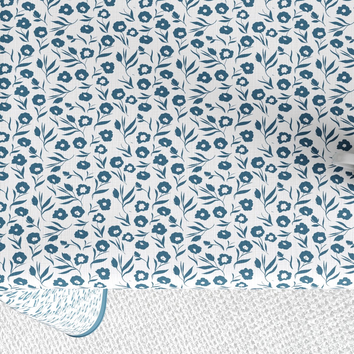 Nappe rectangulaire anti tache Coton Fleurs Des Champs Bleu bleu, EDEN
