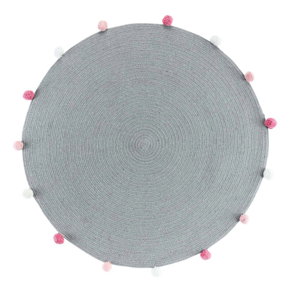 Tapis Rond Pompons 90  Pompomparty Vert gris, DECORATIE
