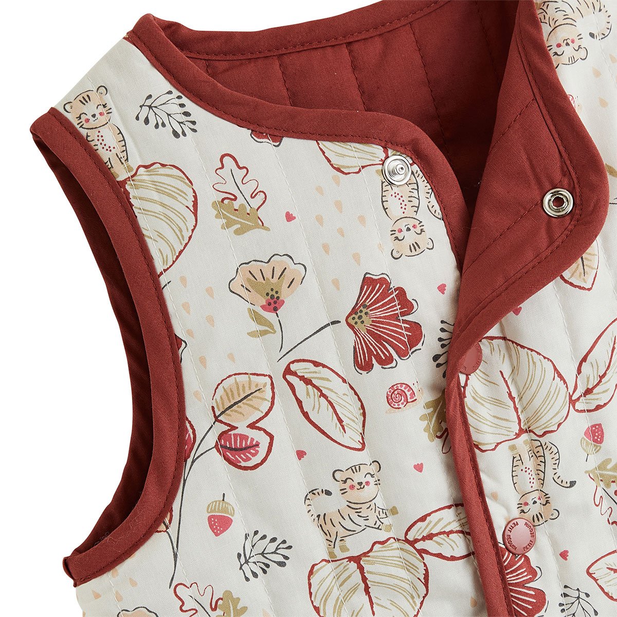 Veste sans manches enfant réversible en coton matelassé Léa rose, PETIT BEGUIN