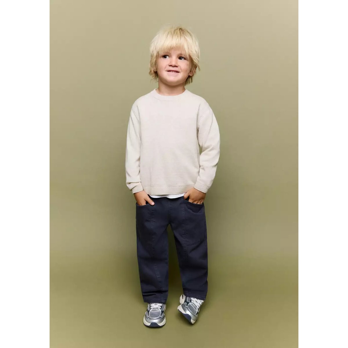 Pull-over maille fine coton beige, MANGO BABY