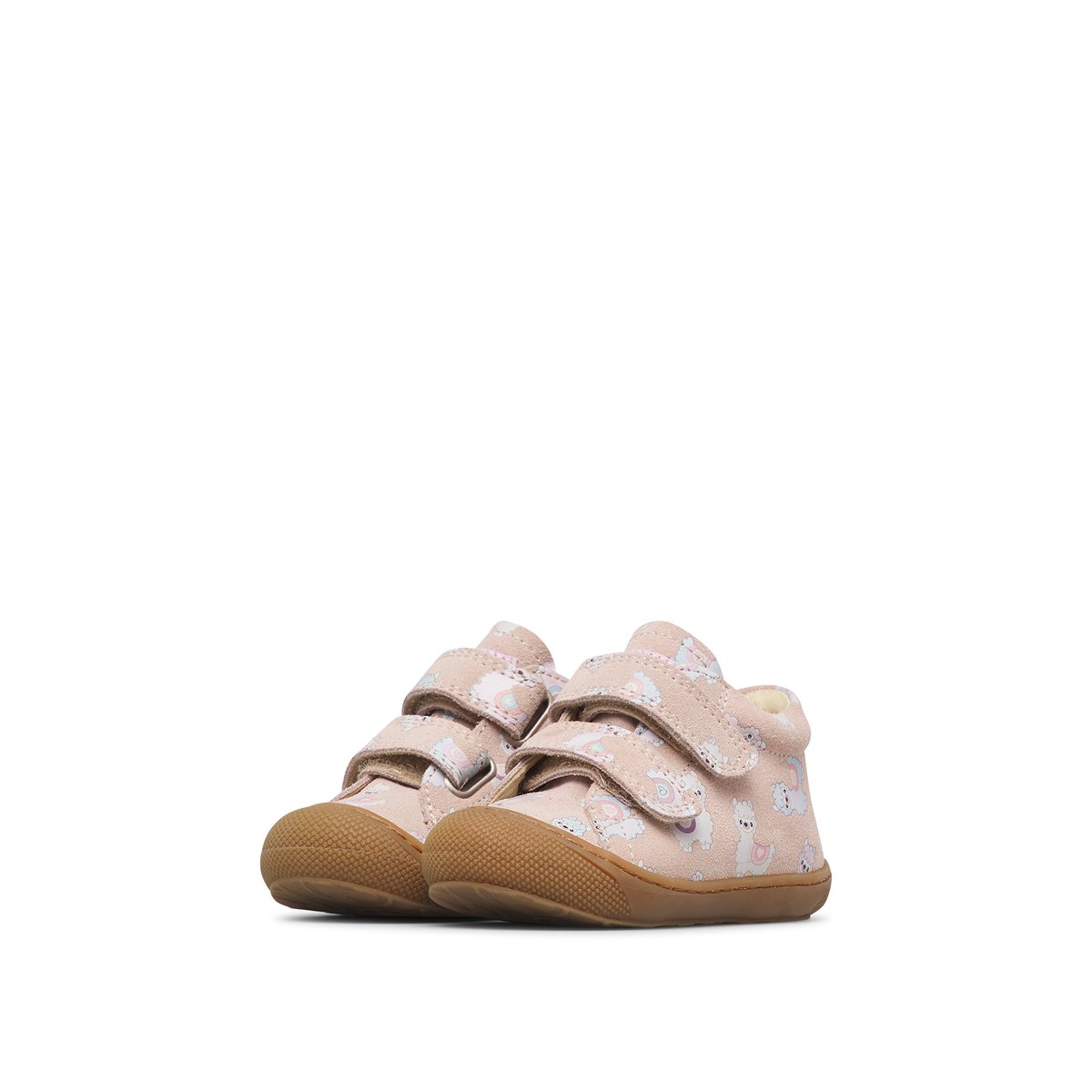Chaussures premiers pas en suède COCOON VL rose poudré-céleste, NATURINO