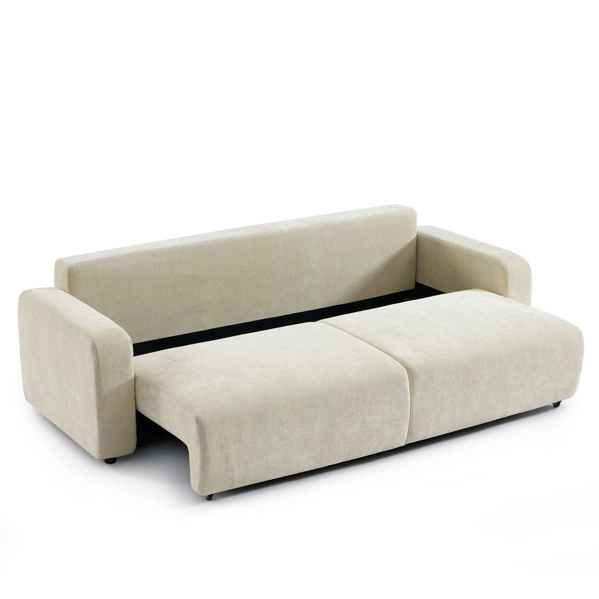 Canapé droit convertible tissu LIVIO beige, BAÏTA