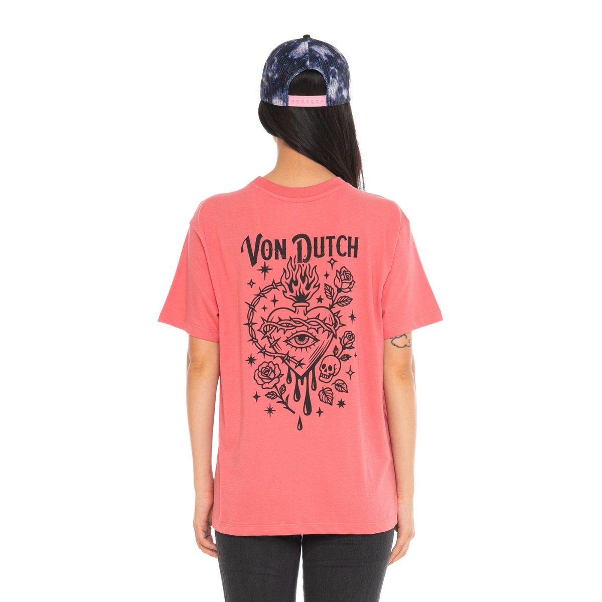 Tee shirt coton HEART rose/noir, VON DUTCH