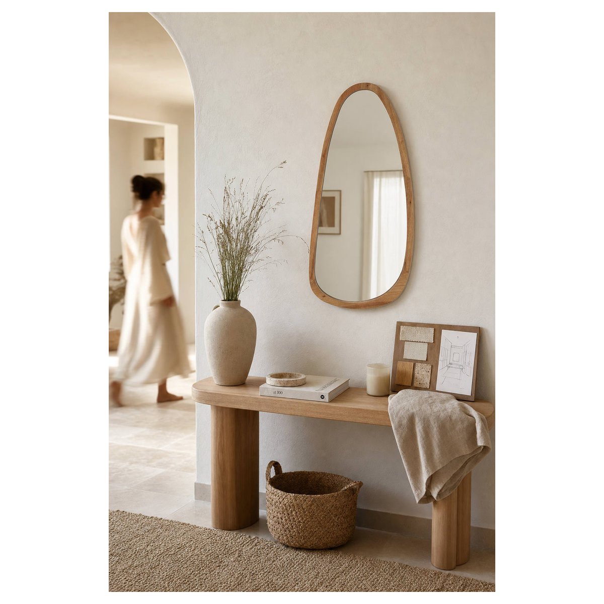 Miroir en bois forme organique naturel, RECOLLECTION