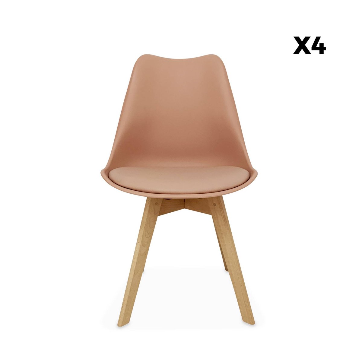 Chaise scandinave bois de hêtre (lot de 4) NILS vieux rose, SWEEEK