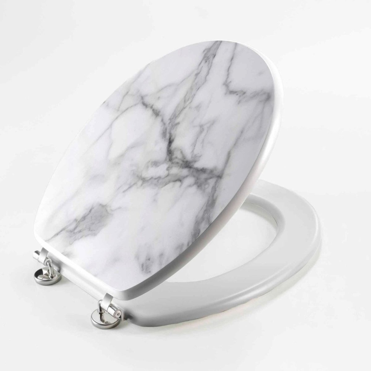 Abattant WC charnières métal imprimé MARBRE blanc, DECORATIE