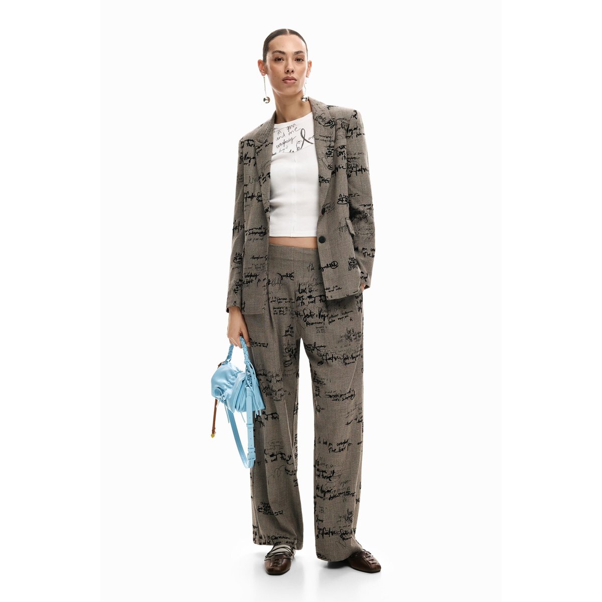 Blazer lettering carreaux gray, DESIGUAL